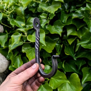 Forged J hooks for hanging pots and pans, utensils or clothes
