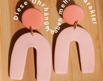 Lightweight polymer clay earrings, minimalist statement earrings, hypoallergenic round colorful bow stud earrings made of polymer clay