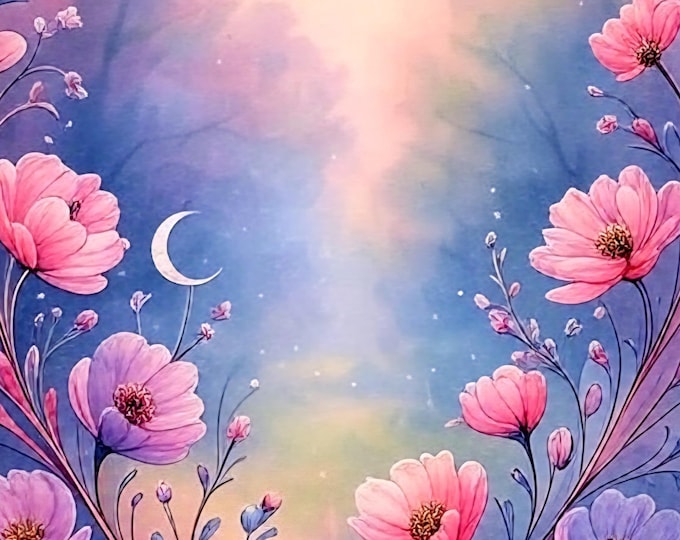 Colorful Floral Wall Art Print – Digital Painting of Roses, Lilies and Garden Flowers – Boho Home Decor.