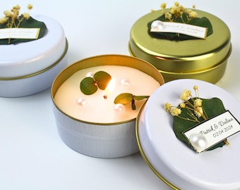 Personalized Tin Candle Wedding Favors, Metal Cande, Wedding Favors for Guests Bulk, Bridal Shower Favors, Baby Shower Gift, Wedding Gifts