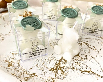 Personalized Handmade Teddy Bear Candle: Baby Shower Favors, Baptism Gifts, Birthday Party Candle Gifts, Keepsake Candle Gift