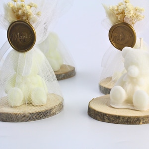 Candela personalizzata a forma di orsetto, candela per baby shower, regalo di candela a forma di orsetto per compleanno, candela carina, candela per il compleanno del bambino, regalo per la festa nuziale