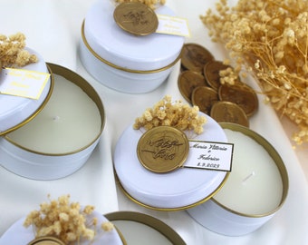 Personalized Tin Candle Wedding Favors, Metal Cande, Wedding Favors for Guests Bulk, Bridal Shower Favors, Baby Shower Gift, Wedding Gifts