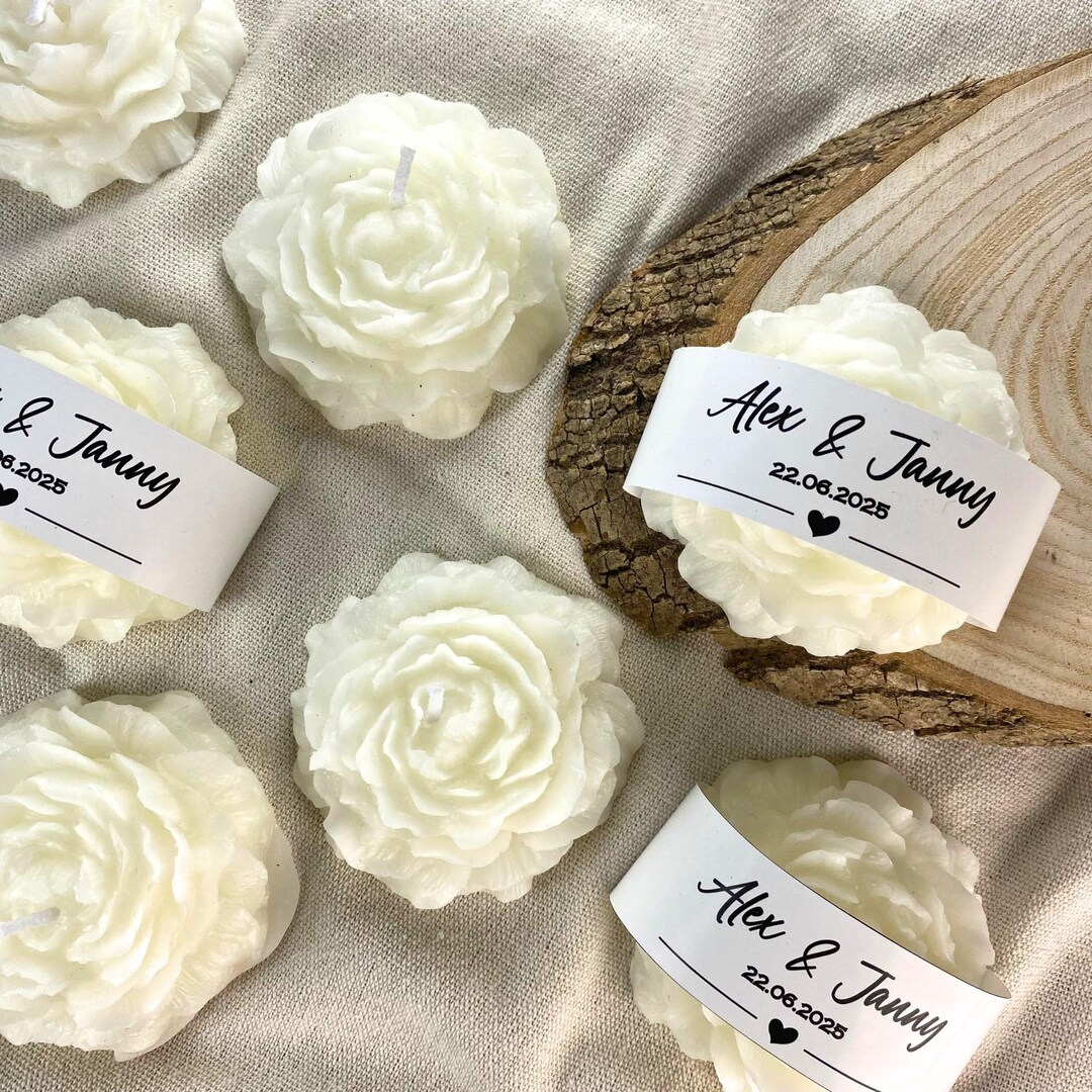 Peony Candle Wedding Favors: Handmade Flower Candles, Bulk Bridal ...