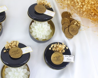 Personalized Metal Tin Lotus Candle Wedding Favors, Wedding Favors for Guests Bulk, Bridal Shower Favors, Baby Shower Gift, Wedding Gifts