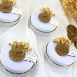 Personalized Metal Tin Lotus Candle Wedding Favors, Wedding Favors for Guests Bulk, Bridal Shower Favors, Baby Shower Gift, Wedding Gifts