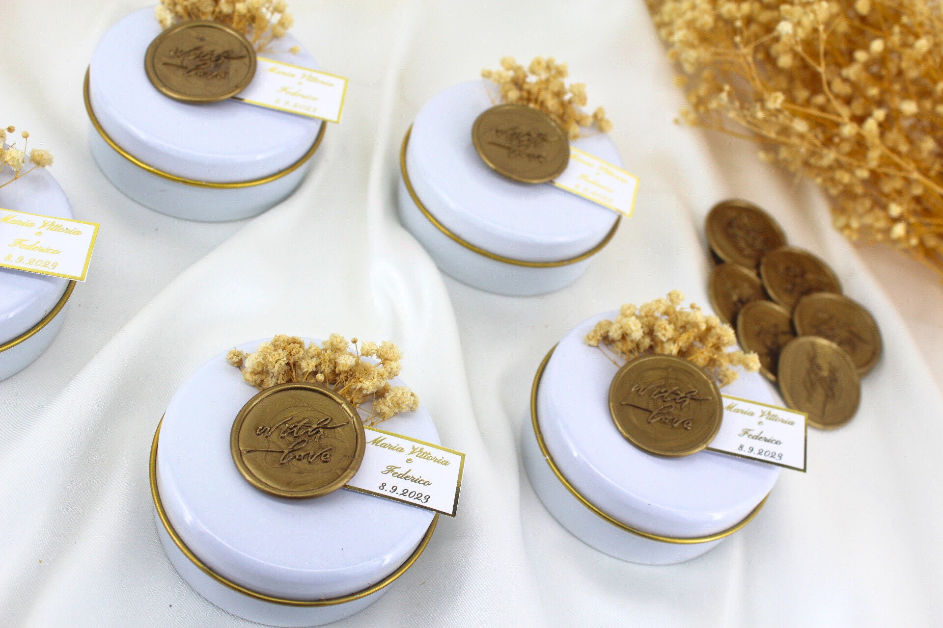 Personalized Metal Tin Lotus Candle Wedding Favors, Wedding Favors for Guests Bulk, Bridal Shower Favors, Baby Shower Gift, Wedding Gifts