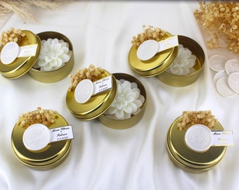 Personalized Metal Tin Lotus Candle Wedding Favors, Wedding Favors for Guests Bulk, Bridal Shower Favors, Baby Shower Gift, Wedding Gifts