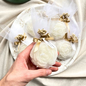 Bruiloft Peony kaars gunst, gepersonaliseerde bloem kaars, bulk kaars voor gast, bruidsmeisje geschenk, huwelijksgeschenk, Nikkah kaars gunsten afbeelding 3