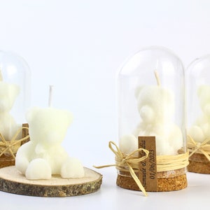 Personalized Teddy Bear Candle: Baby Shower Glass Tube Favor
