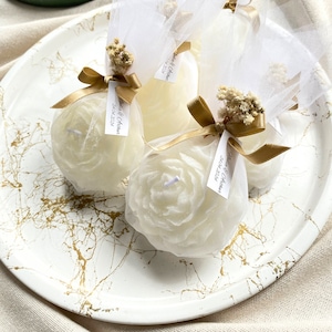 Bomboniera di nozze con candela di peonia, bomboniera per gli ospiti in massa, candela floreale, regalo di candela di fidanzamento, regalo di candela personalizzato, candela fatta a mano