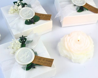 Peony Candle Wedding Favors: Handmade Flower Candle Gift
