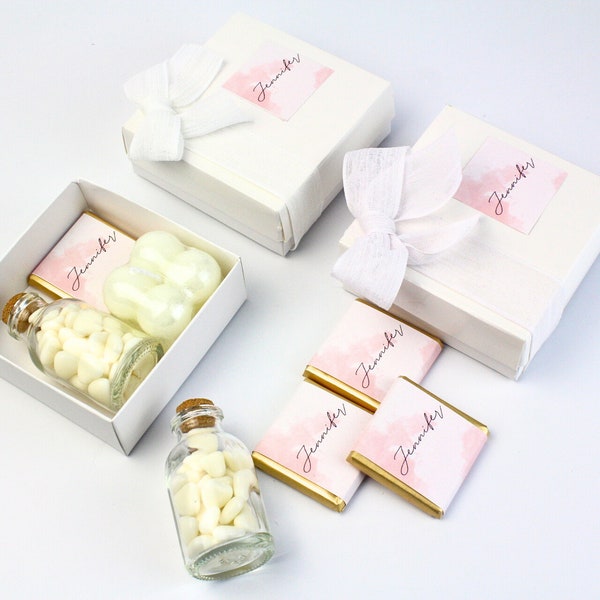 Ensemble cadeau personnalisé pour la douche nuptiale, cadeaux de mariage de luxe, cadeau pour invité, bonbon, cadeau chocolat et bougie à bulles, fiançailles, cadeau henné