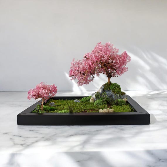 Diorama With Cherry Blossom Bonsai, Zen Garden Decor, Game Room Decor,  Figure Display, Relaxing Room Decor, Fairy Garden, Fantasy Decor - Etsy