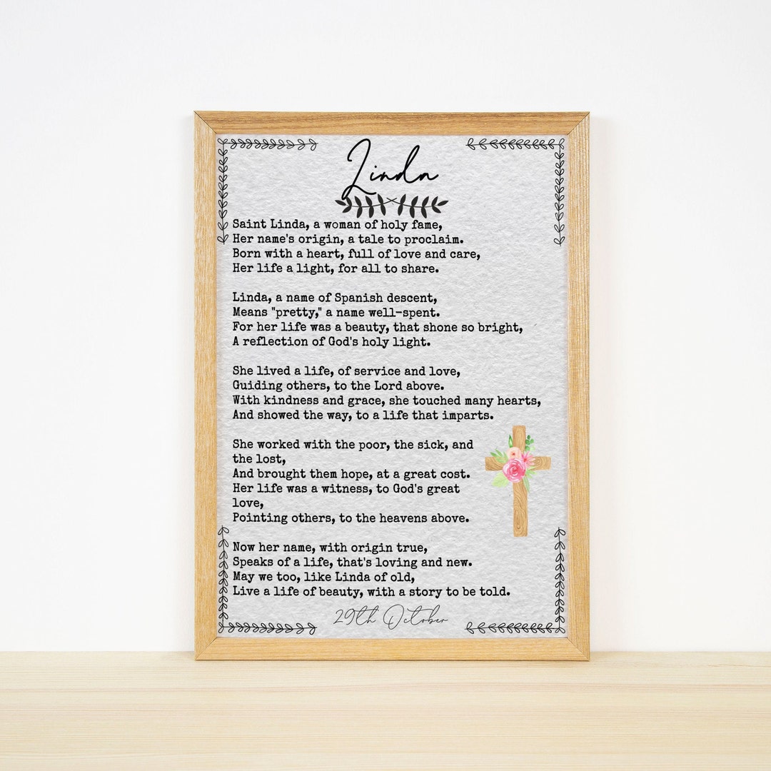 Printable Linda Poem, Name Poem, Digital Poem, Saint Linda Downloadable