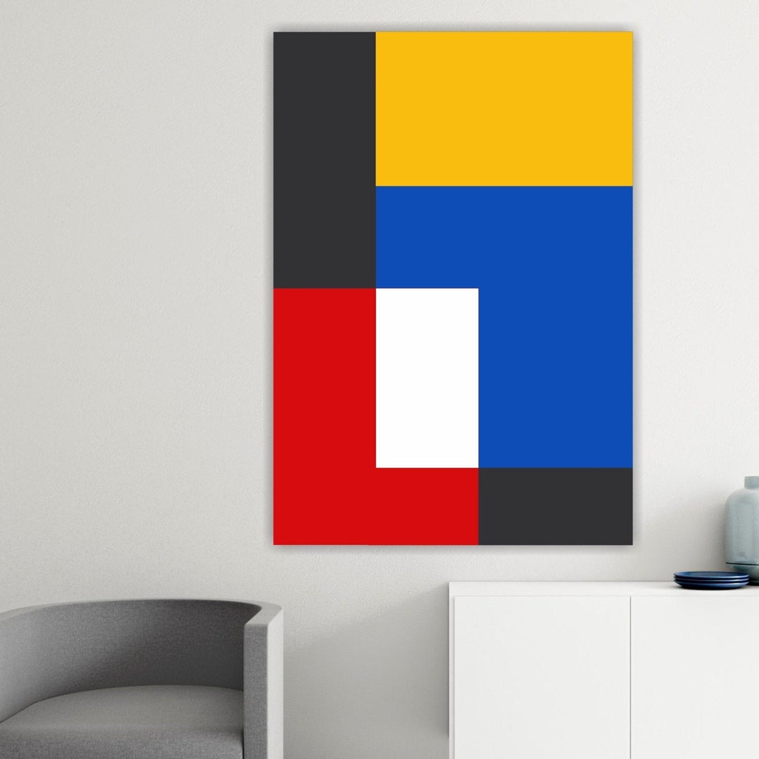 Poster Geometrico Moderno Bauhaus In Bianco E Nero: Stampa Artistica Astratta 40,6 X 61 Cm, Tela Senza Cornice, Decorazione Parete Minimalista
