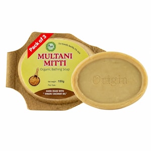 Handmade Multani Mitti Soap Pack, Natural Fuller's Earth & Coconut Oil Cleansing Bar for Glowing Skin