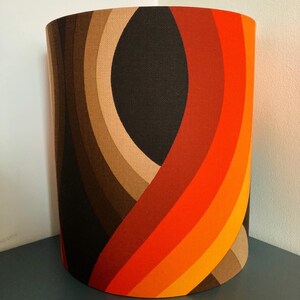 Lampshade brown orange made of vintage fabric. H27cm D25cm image 5