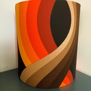 Lampshade brown orange made of vintage fabric. H27cm D25cm image 8