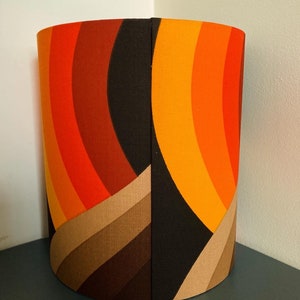 Lampshade brown orange made of vintage fabric. H27cm D25cm image 7