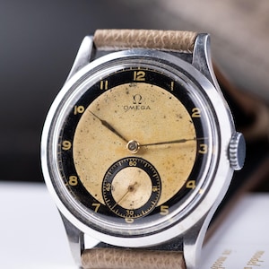 Raro Omega "Bullseye" quadrante bicolore, cassa oversize da 37 mm, vintage Omega CK839, Swiss Made, orologio antico, regalo per lui, da collezione
