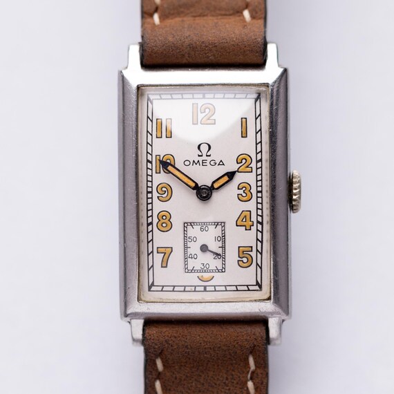 Rare watch Omega Rectangular Art Deco from 1934 Cal. T17 Cartier Style Vintage Swiss Watch Old fashioned Collectible watch Dress Watch