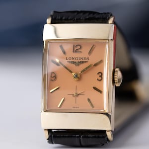 Vintage Longines Art Deco Tank, Rare Salmon Dial, 10K Gold-Filled Case, Cal. 9LT, Swiss Made, Rare Watch, Gift for him, Collectable watch