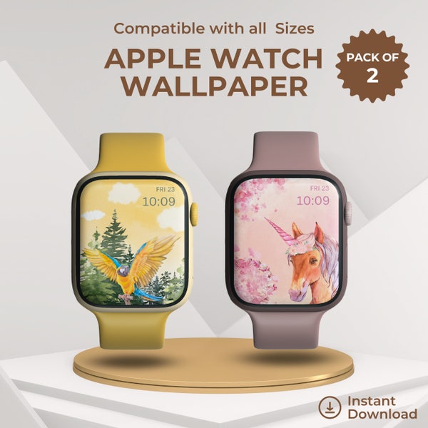 Unicorn applewatch face, Aesthetics watch face, Macaw applewatch face, unicorn wallpaper for Applewatch, Watercolor watch face, Set of 2