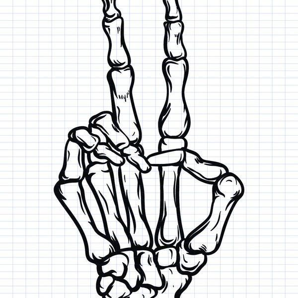 Skelet vredesteken, skelet vrede hand, skelet hand Instant Download SVG, PNG, EPS, dxf, jpg digitale download