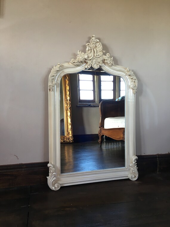 Arch Hand Made French Ivory Antique White Ornate Scroll High