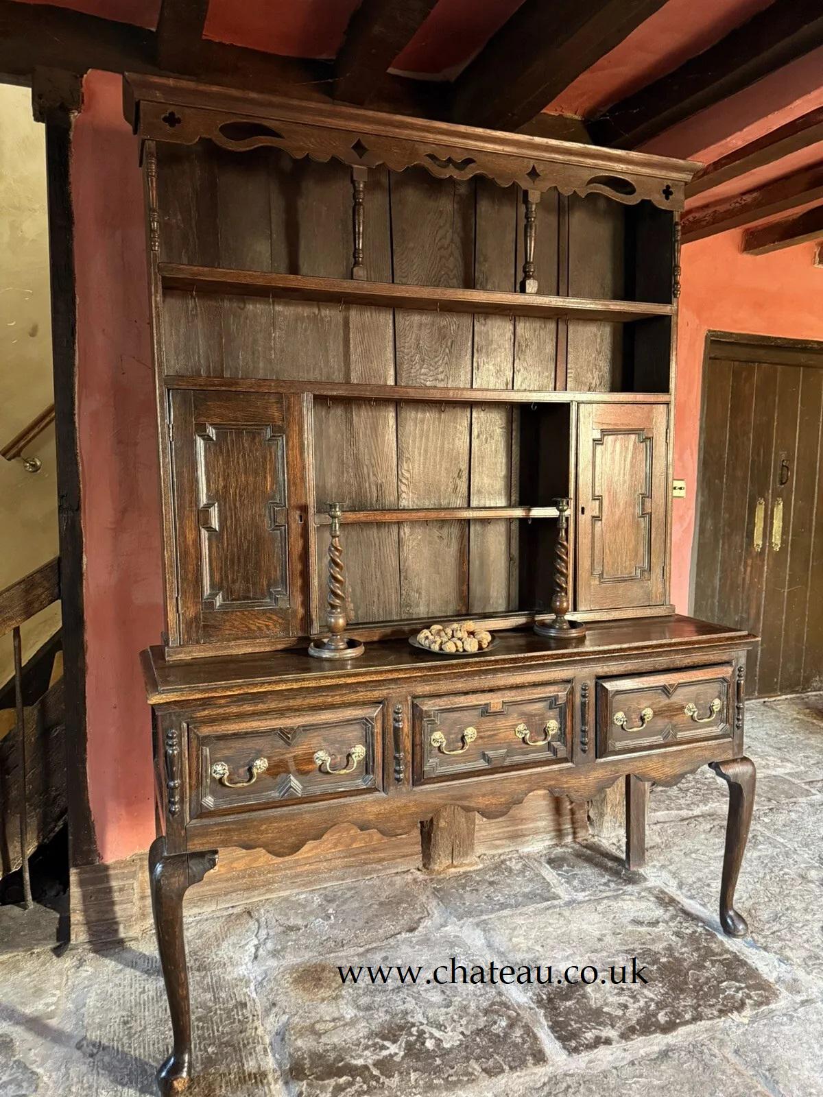 Antique Welsh Three Drawer Georgian Dresser Plate Rack Oak