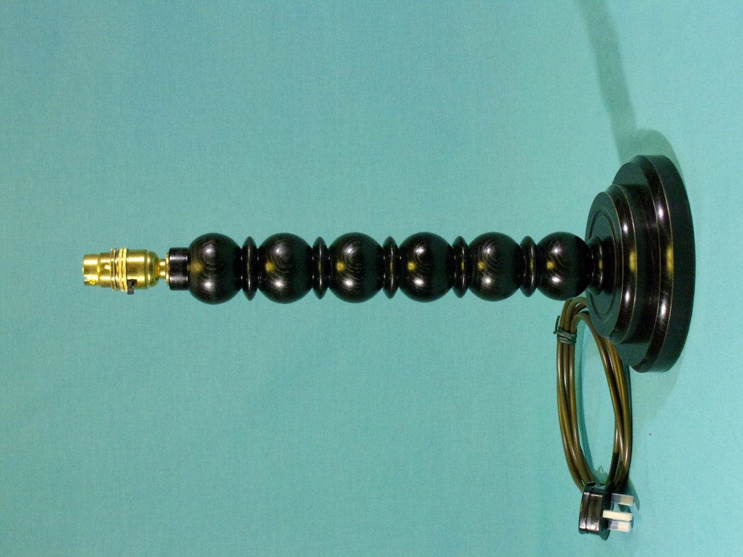 BOBBIN TABLE LAMP Base Hand Turned in Ebonised Ash With Brass Etsy UK