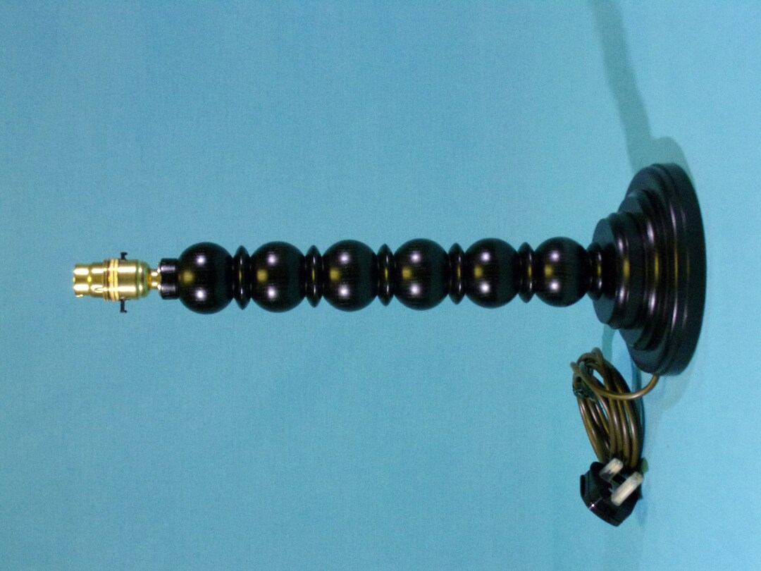 BOBBIN TABLE LAMP Base Hand Turned in Ebonised Ash With Brass Etsy UK