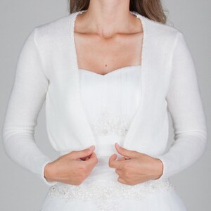 Triss (not only wedding) Bridal bolero, bridal jacket, white sweater, long sleeves White  **Ready To Ship** XS-XL