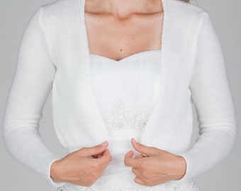 Triss (not only wedding) Bridal bolero, bridal jacket, white sweater, long sleeves White  **Ready To Ship** XS-XL