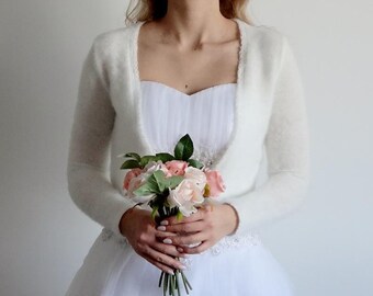 Triss (not only wedding) Bridal bolero, bridal jacket, ivory sweater, long sleeves Ivory  **Ready To Ship** XS-L