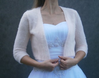 Ariana power rose (pas seulement le mariage) Boléro de mariée, veste de mariée, pull power rose, manches 3/4 ** Prêt à expédier **