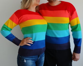 Rainbow flag sweater, Unisex Sweater, Rainbow Pride Pullover, Festival Sweater, Sweater LGBTQ, LGBT Pride   **Ready To Ship**