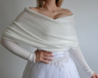 Ivory Wedding Sweater, Ivory Bolero, Ivory Cape, Ivory Jacket, Bridal Cape Shrug **Ready To Ship**