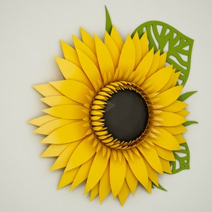 Tournesol artisanal en papier, svg fleur bricolage, dxf, modèle pdf, origami papercraft 3D, rose en papier roulée, fleurs en papier cartonné, projet cricut, modèle