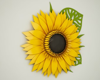 Paper craft sunflower, DIY flower svg, dxf, pdf temlate, 3D papercraft origami, paper rose rolled, cardstock flowers, cricut project, model