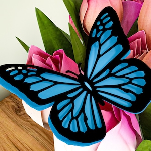 Papillon SVG, papillon en papier en couches 3D, décoration en papier découpé, modèle DXF pour cadeaux, motif cricut, kit de création de bricolage imprimable créations en papier pour bricolage