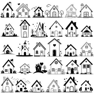 Conjunto de 30 casas SVG, Casa SVG DXF EPS PNG, Casas vetoriais, Clipart de casa para Cricut, Clipart vetorial de casa, Arquivos para download de casas