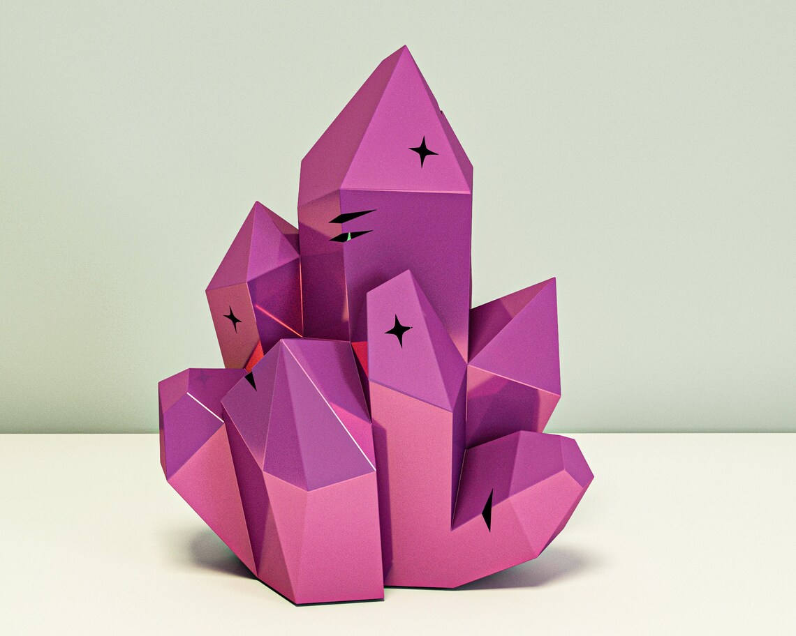 Papercraft Crystal SVG DXF PDF Template, Diy Paper Night Lamp, 3D Paper ...