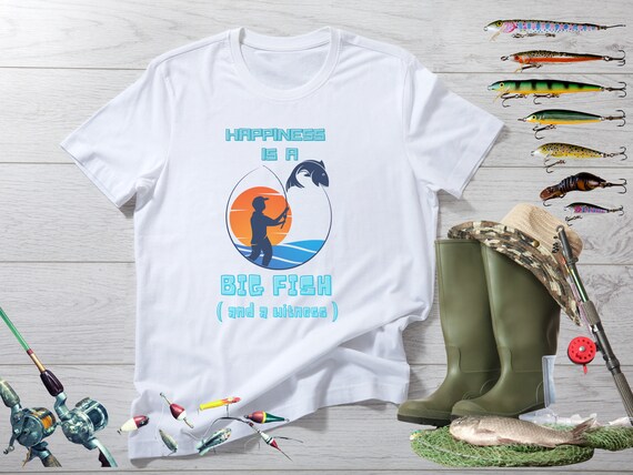 Fishing Gifts for Men, Happiness is a Big Fish Funny Fishing T-shirts,  Fishing Dad Shirt, Father's Day Fishing Gifts, Fisherman Grandad 