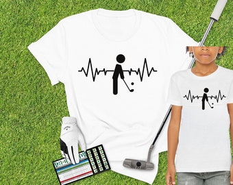 Kinder Golf Geschenke für Jungen, Golf Herzschlag T-Shirt, Jungen Geburtstagsgeschenke, Golfer Bruder Shirts, Golf Shirt, Golf Sohn Geburtstagsgeschenke, Sport