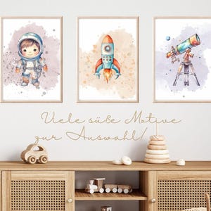 Kinder Poster Astronaut Weltraum Poster Set Bilder Astronaut Kinderzimmer Kinderposter Baby Geschenk Kinder Weltraum Poster Junge Rakete