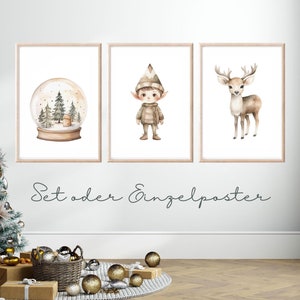Poster Set Junge Weihnachten Geschenk Kinder Bilder Wanddeko Weihnachten Poster Winterdeko Bilderset Weihnachten Dekoration Kinderzimmer Elf
