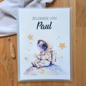 Personalisierte Zeugnismappe Junge Astronaut Zeugnismappe mit Namen Einschulung Geschenk Zeugnis Geschenkidee Einschulung Schulstart