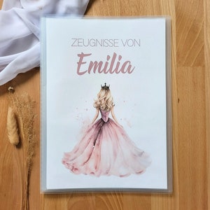 Personalisierte Zeugnismappe Mädchen Prinzessin rosa Zeugnismappe mit Namen Einschulung Geschenk Zeugnis Geschenkidee Einschulung Schulstart